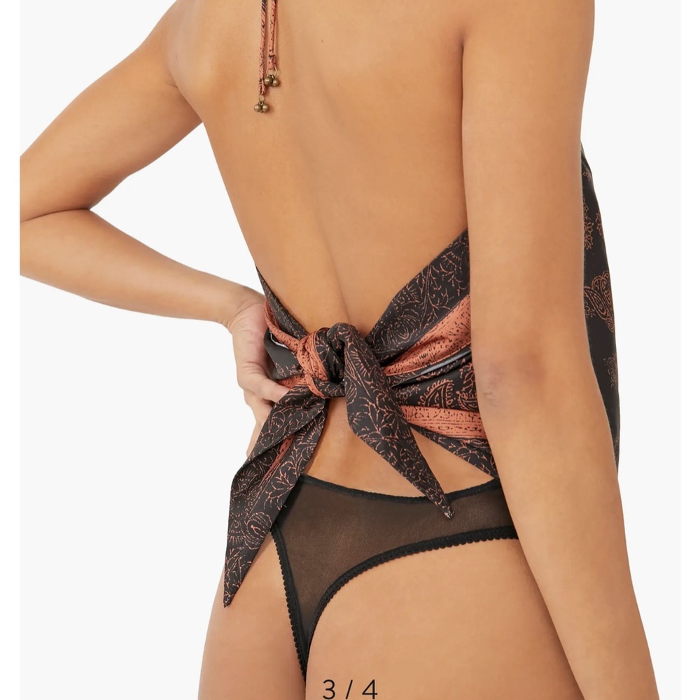 Free people floral Halter Tank Top in Black and Pink - Picture 5 of 5